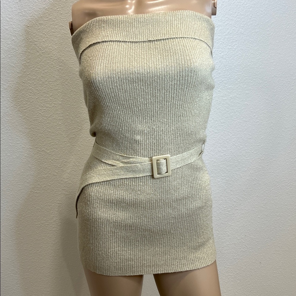 Metallic Gold Strapless Top